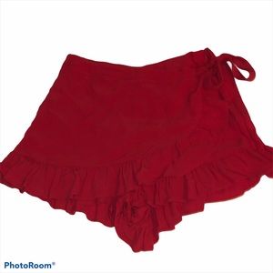 Red wrap skort